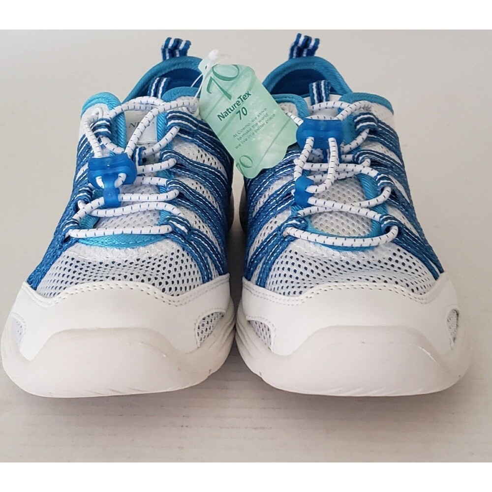 NEW Lands End Womens 6 Med White Blue Mesh Slip-on Athletic Water Shoes W Box - Picture 4 of 16